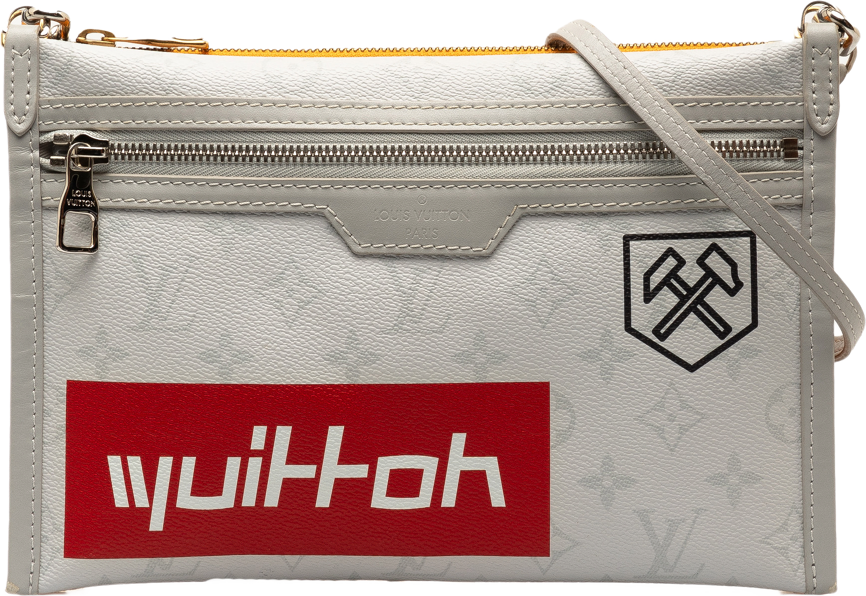 Louis Vuitton Monogram Antartica Double Flat Messenger, från Luxclusif, i färgen gray.