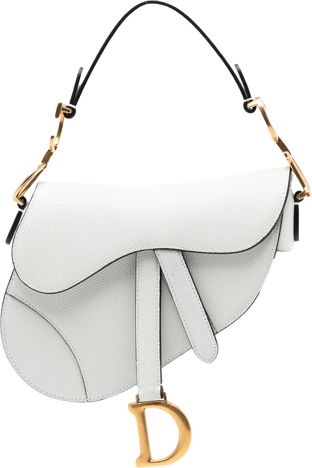 Dior Mini Grained Calfskin Saddle Bag, från Luxclusif, i färgen white.