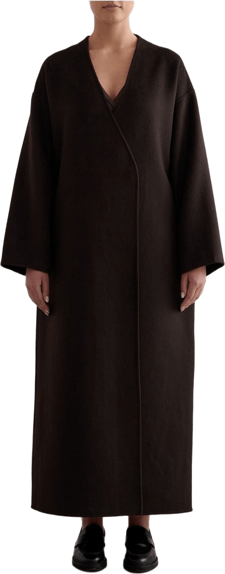 Wool Coat, från aim'n, i färgen chocolate.