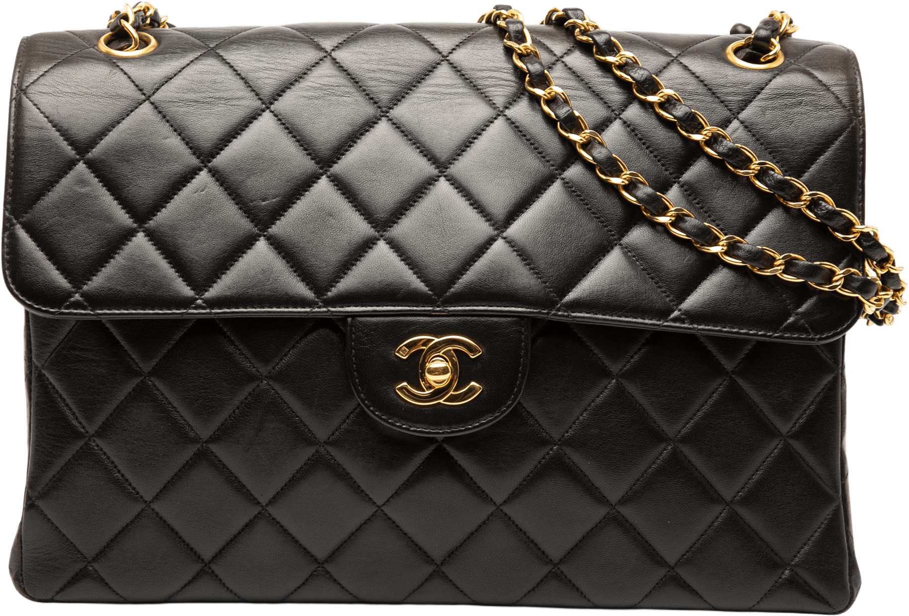 Chanel Jumbo Quilted Lambskin Double Sided Flap, från Luxclusif, i färgen black.