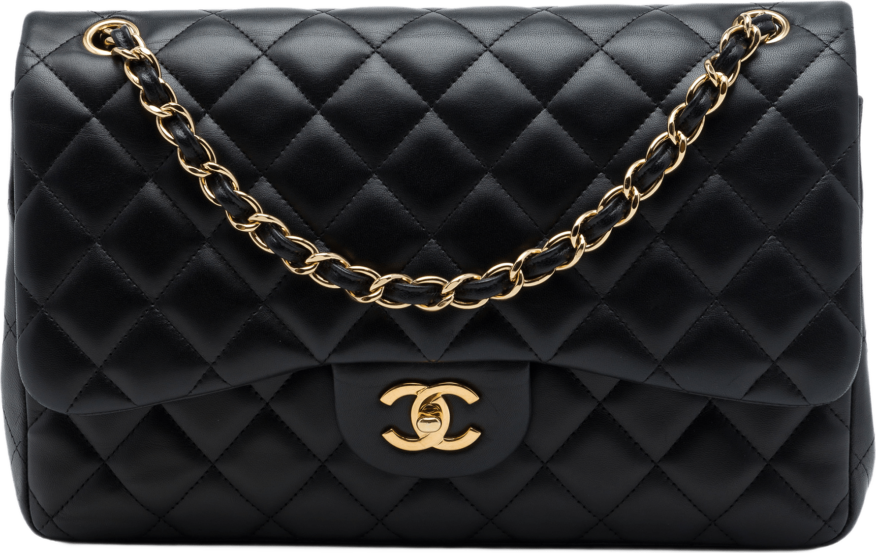 Chanel Jumbo Classic Lambskin Double Flap, från Luxclusif, i färgen svart.