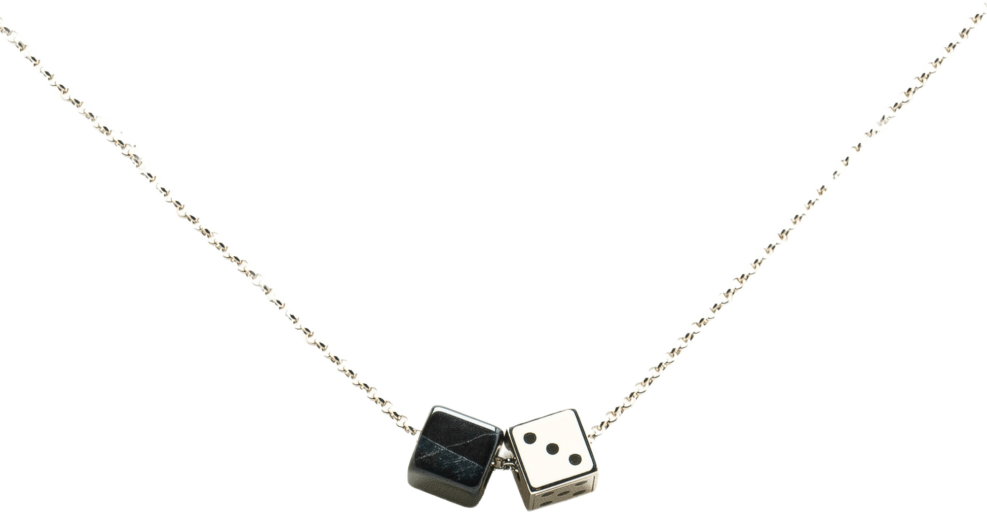 Louis Vuitton Silver Plated Enamel Game On Dice Pendant Necklace, från Luxclusif, i färgen silver.