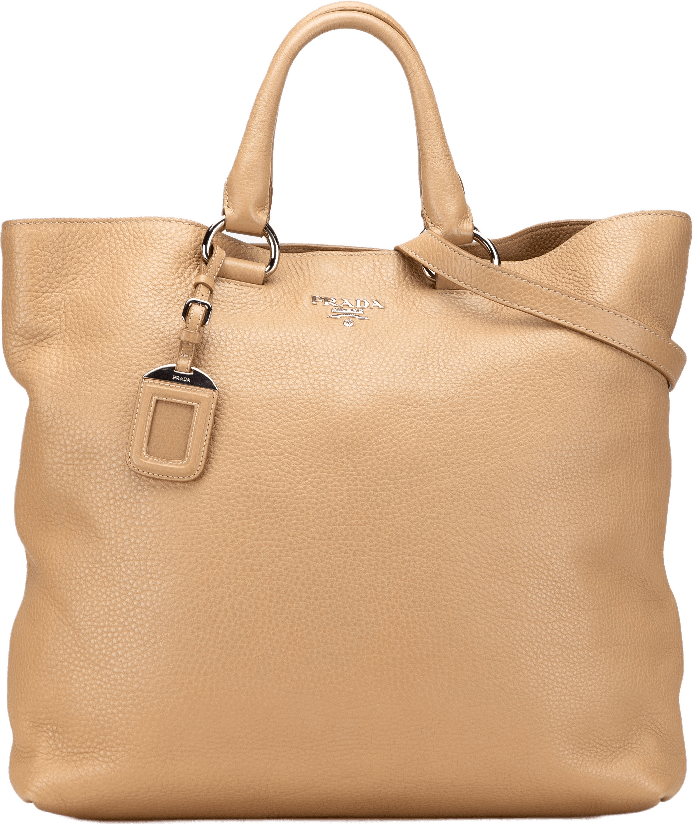 Prada Vitello Daino Open Convertible Tote, från Luxclusif, i färgen beige.