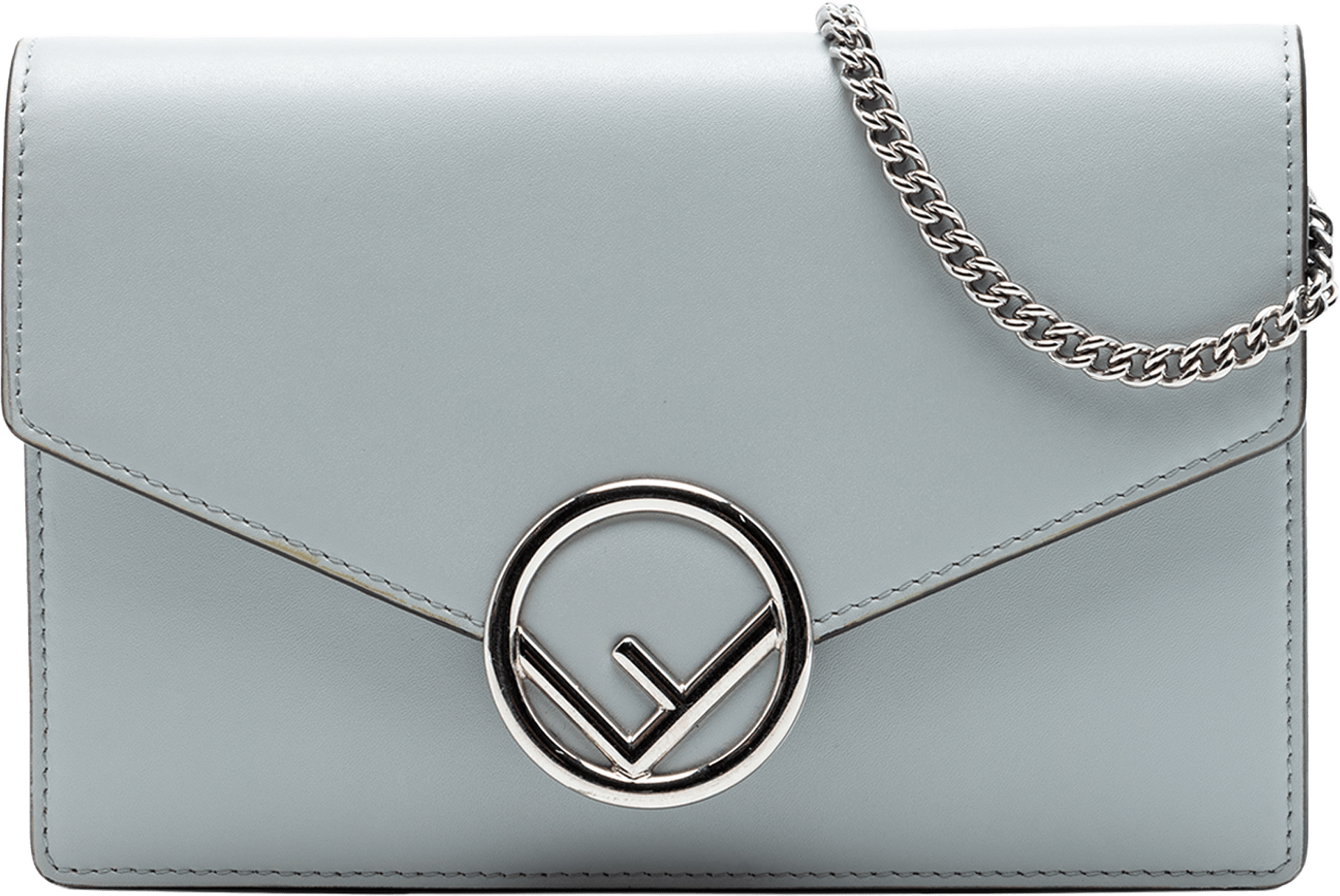 Fendi Leather F Is Fendi Envelope Wallet On Chain, från Luxclusif, i färgen light gray.