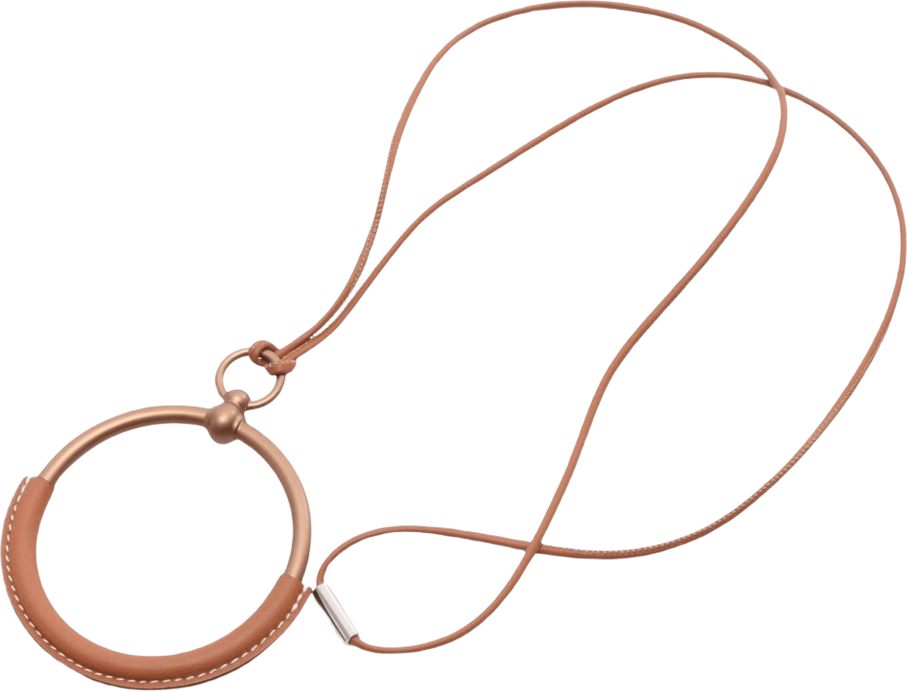 Hermès Swift And Stainless Steel Loop Grand Pendant Necklace, från Luxclusif, i färgen brown.