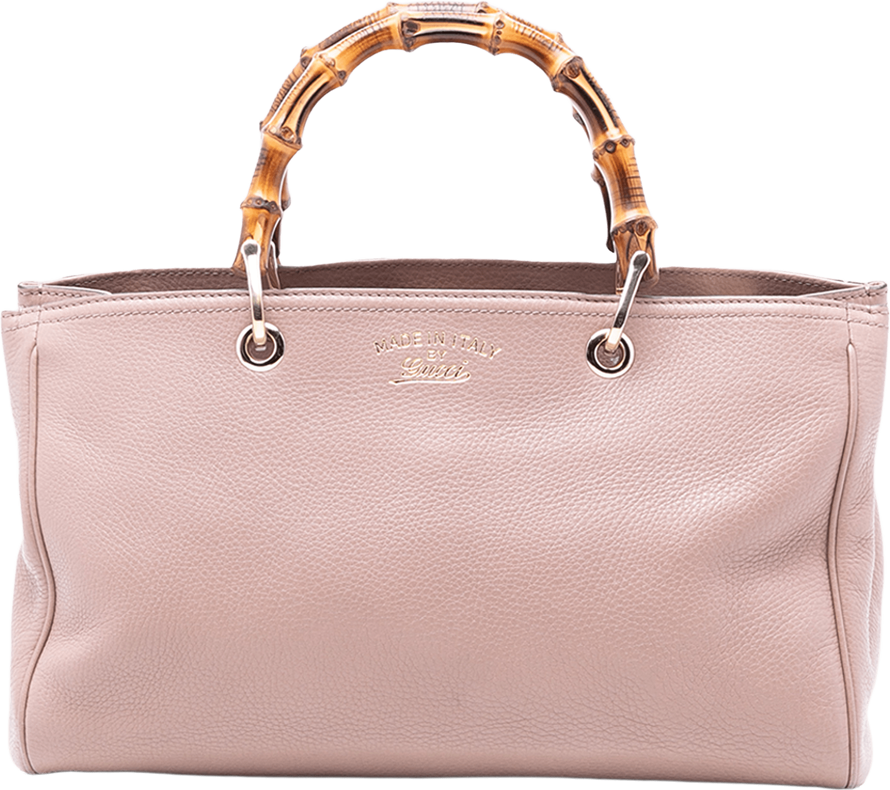 Gucci Medium Calfskin Bamboo Shopper Satchel, från Luxclusif, i färgen light pink.