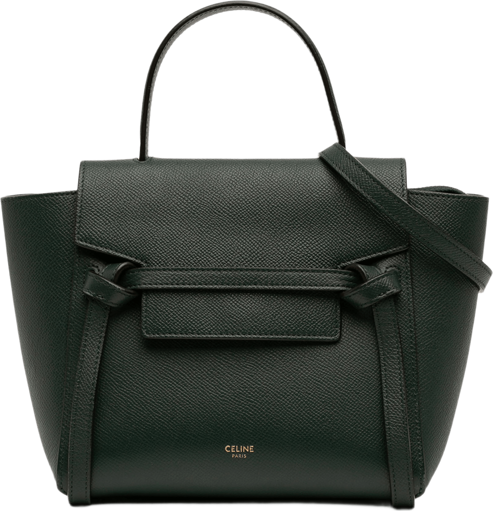 Celine Nano Grained Calfskin Belt Bag, från Luxclusif, i färgen grön.