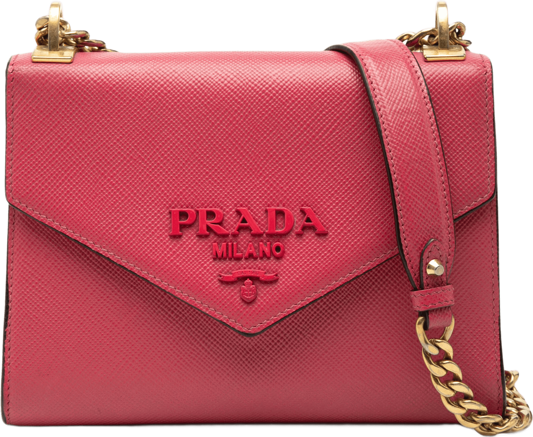 Prada Saffiano Cuir Monochrome Envelope Crossbody, från Luxclusif, i färgen pink.