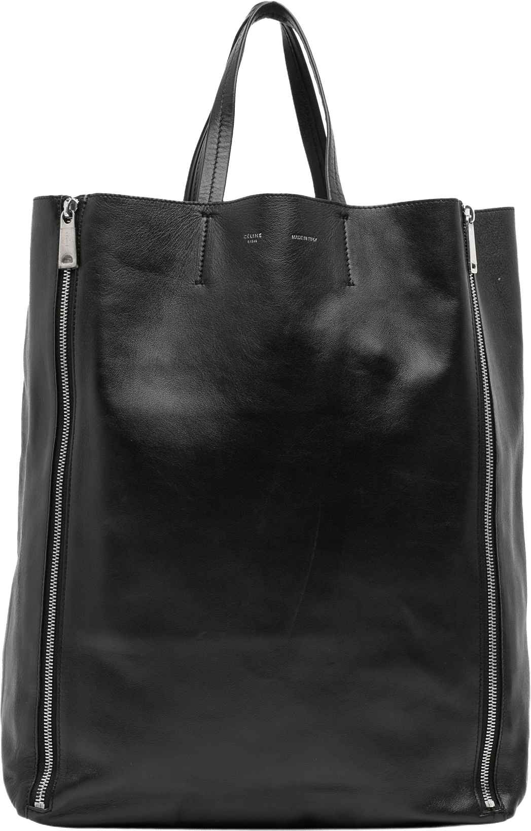Celine Lambskin Vertical Zip Cabas Tote, från Luxclusif, i färgen black.
