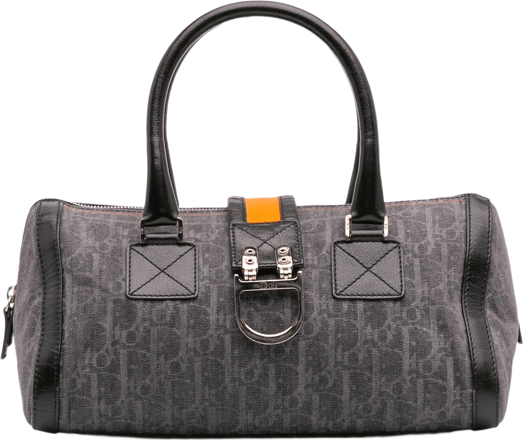Dior Diorissimo Trotter Denim Flight Boston Bag, från Luxclusif, i färgen blå.