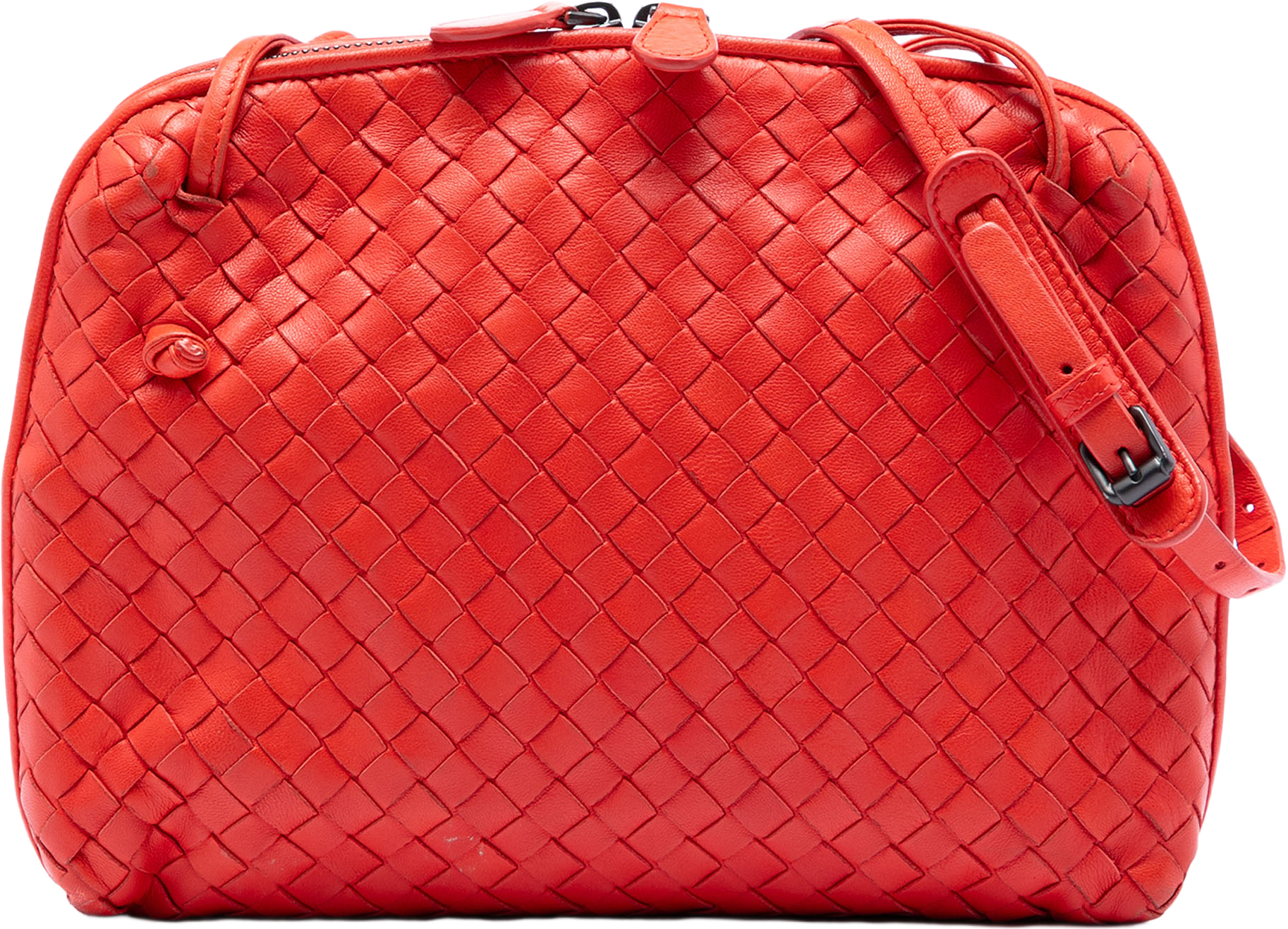 Bottega Veneta Nappa Intrecciato Nodini Crossbody, från Luxclusif, i färgen red orange.
