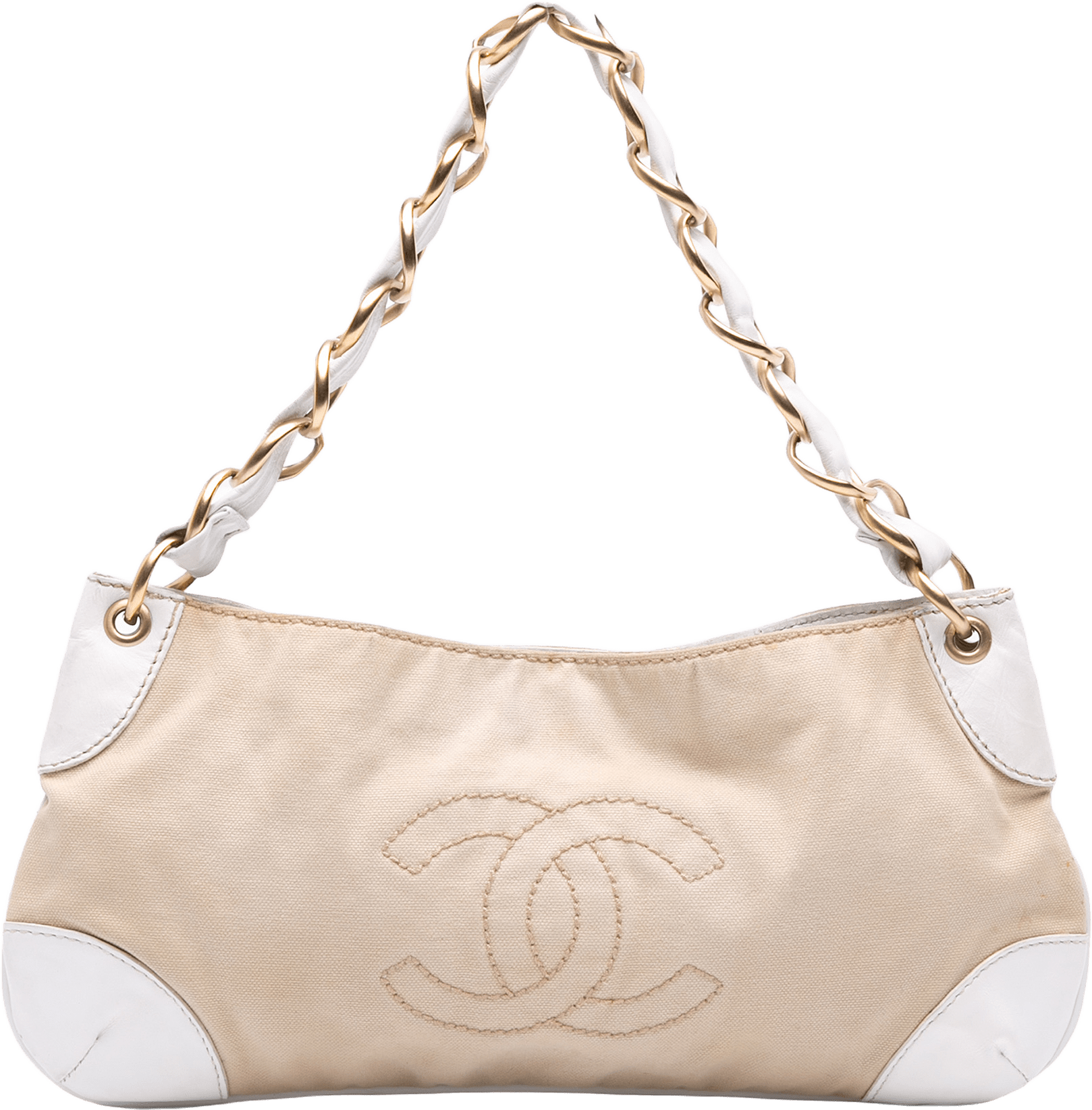 Chanel Canvas Olsen Shoulder Bag, från Luxclusif, i färgen beige.