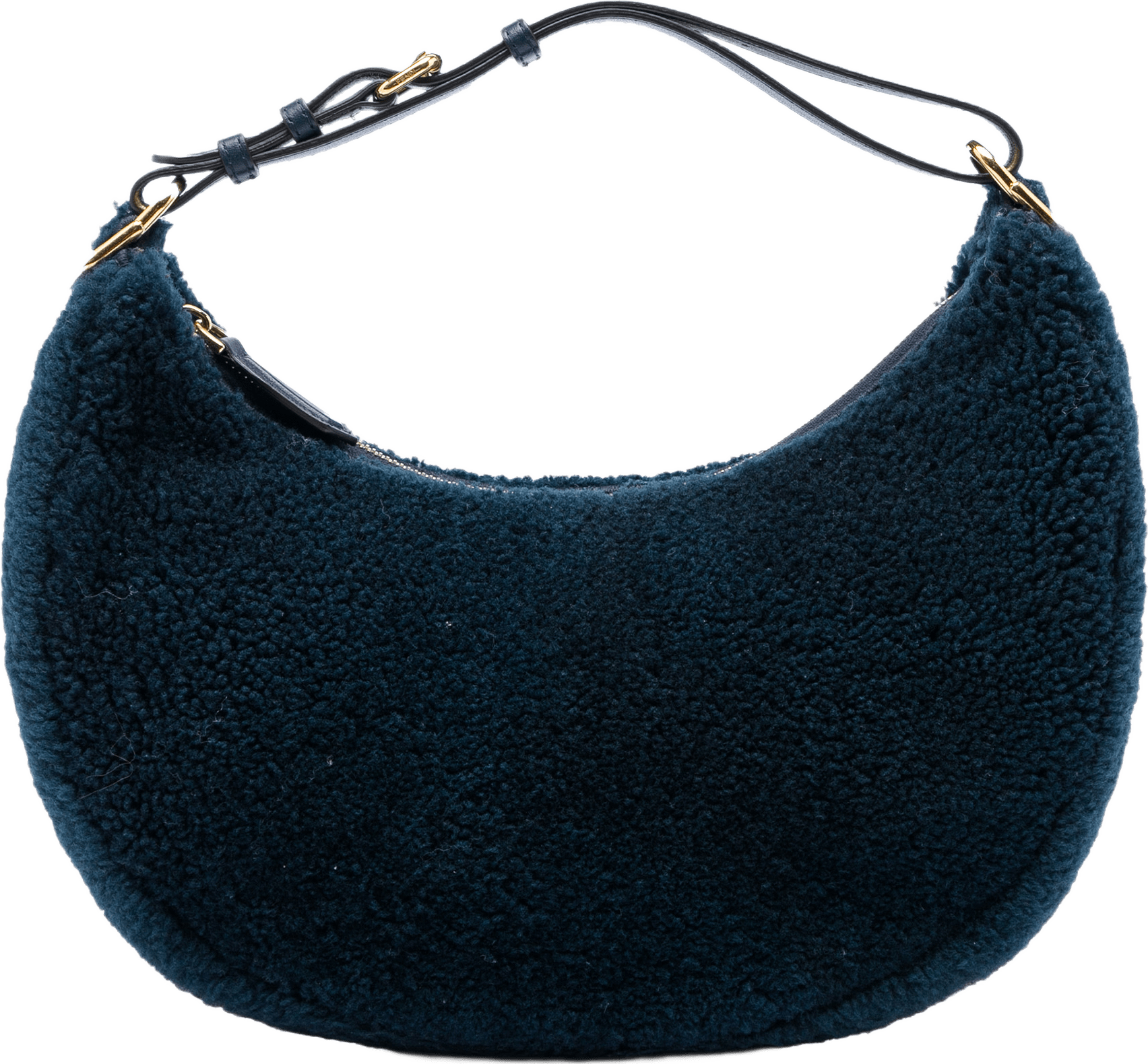 Fendi Small Shearling Fendigraphy Hobo, från Luxclusif, i färgen blå.