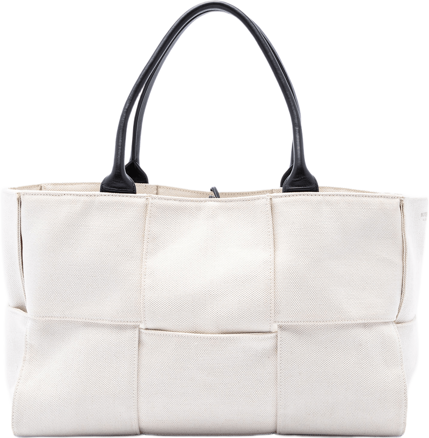 Bottega Veneta Medium Canvas Maxi Intrecciato Arco Tote, från Luxclusif, i färgen vit.