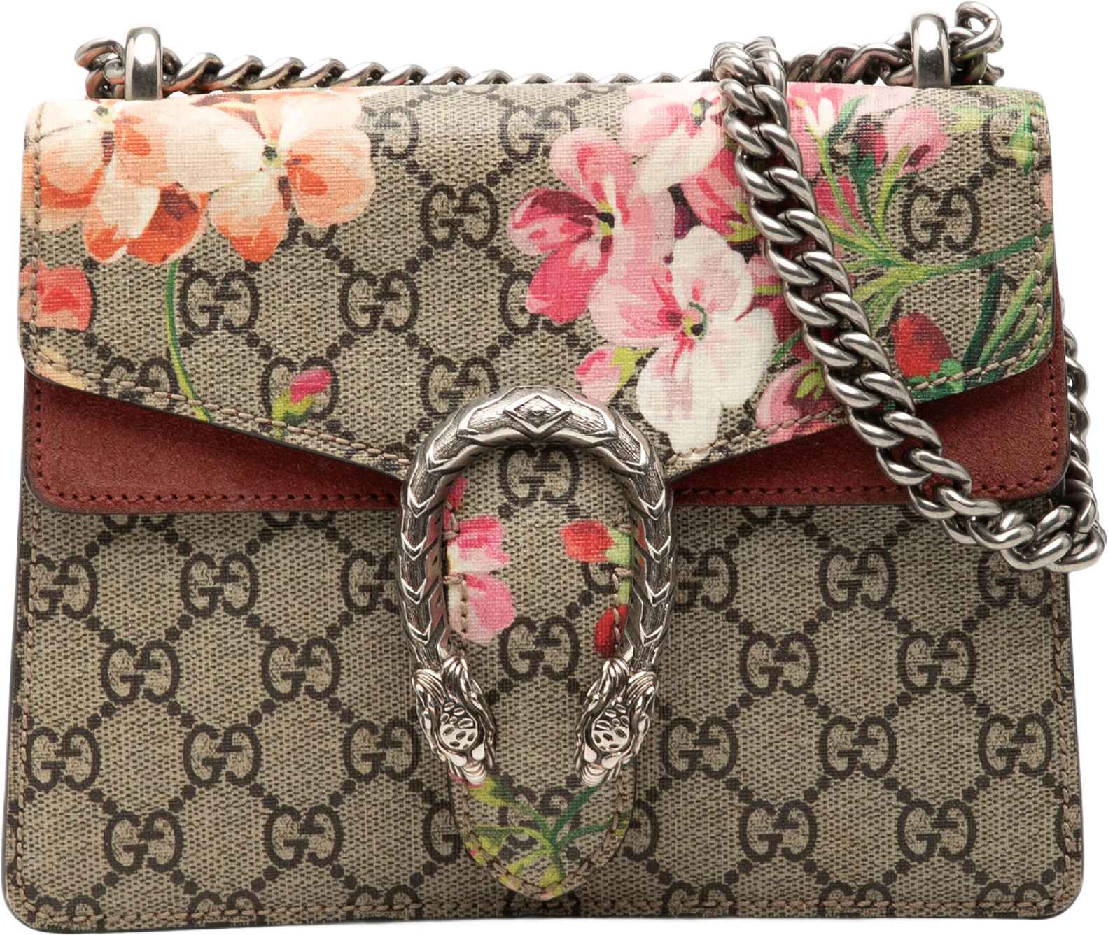 Gucci Small Gg Supreme Blooms Dionysus Crossbody, från Luxclusif, i färgen beige.