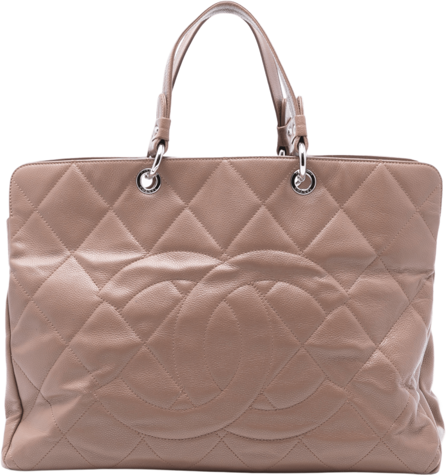 Chanel Cc Quilted Caviar Timeless Tote, från Luxclusif, i färgen nude.