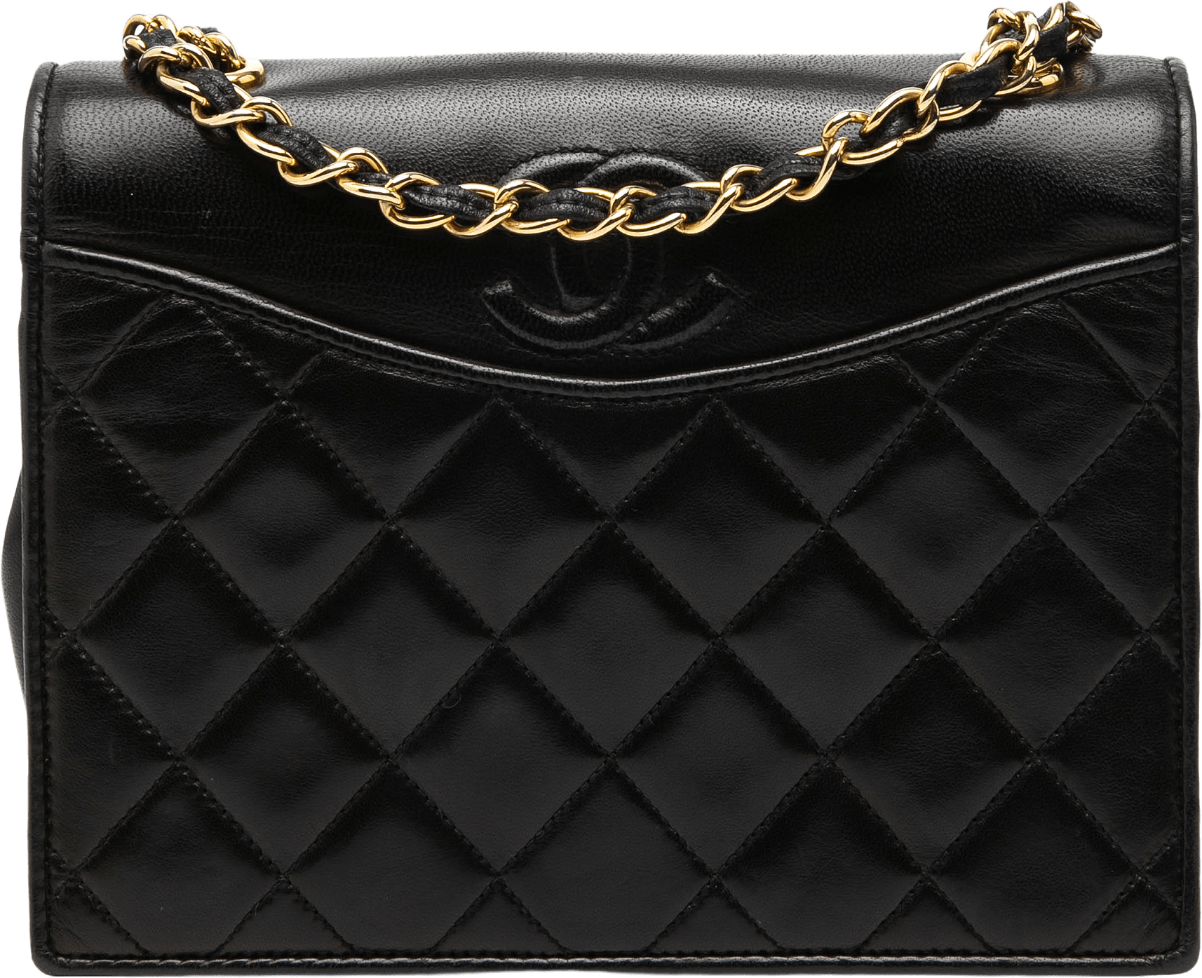Chanel Cc Quilted Lambskin Full Flap Crossbody, från Luxclusif, i färgen black.