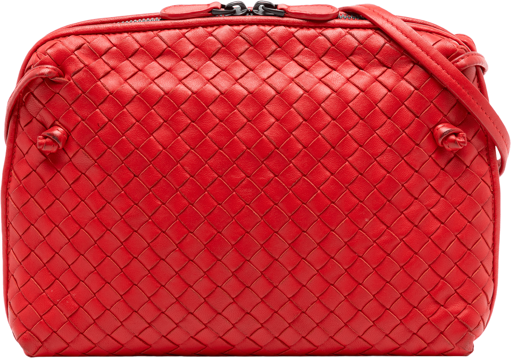 Bottega Veneta Nappa Intrecciato Nodini Crossbody, från Luxclusif, i färgen red.
