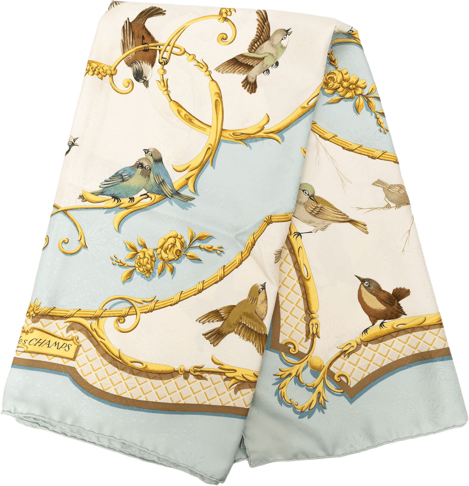 Hermès La Cle Des Champs Silk Scarf 90, från Luxclusif, i färgen light blue.