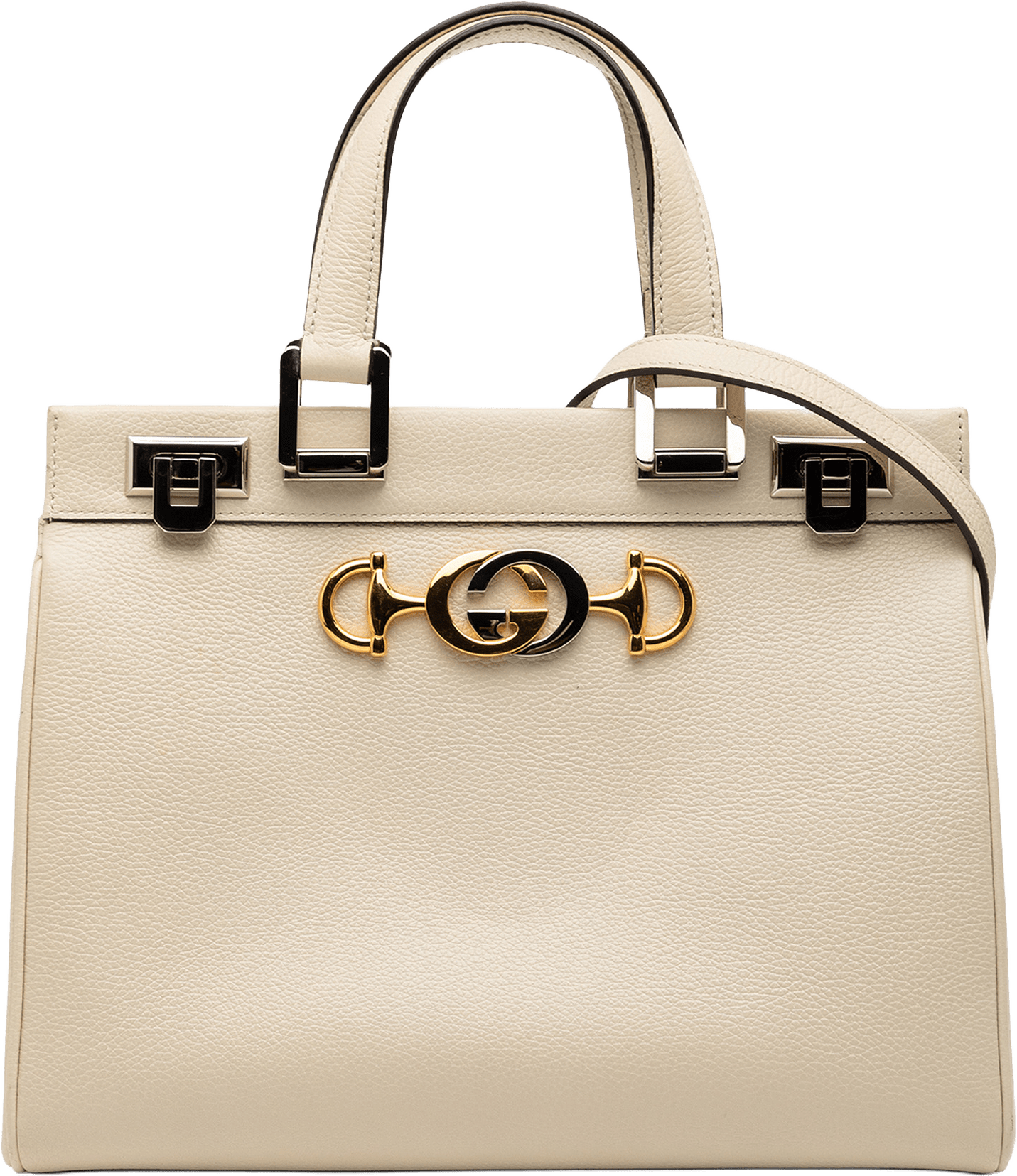 Gucci Small Grained Calfskin Zumi Top Handle Bag, från Luxclusif, i färgen ivory.