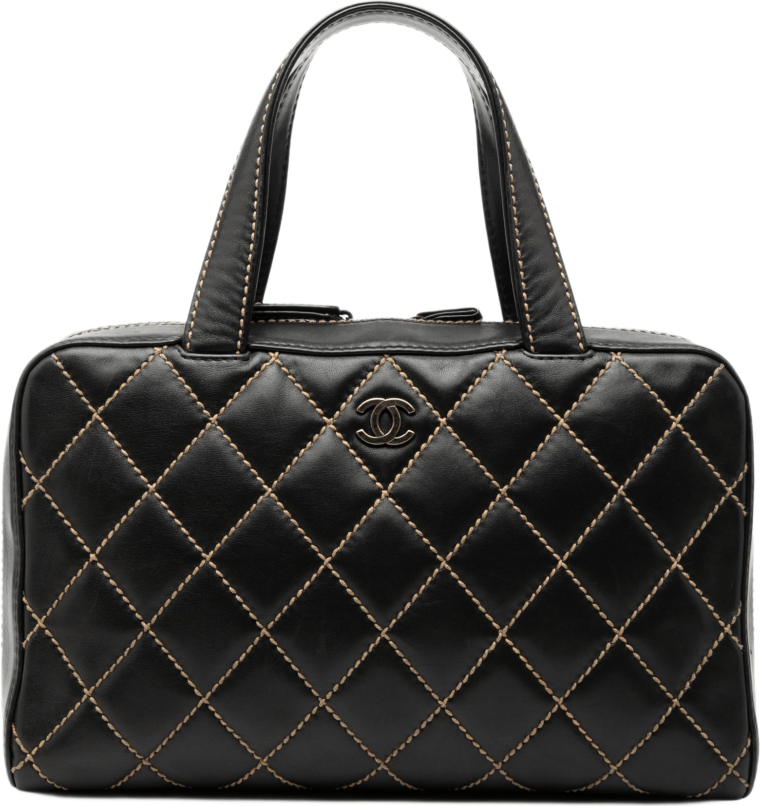 Chanel Cc Lambskin Wild Stitch Handbag, från Luxclusif, i färgen black.