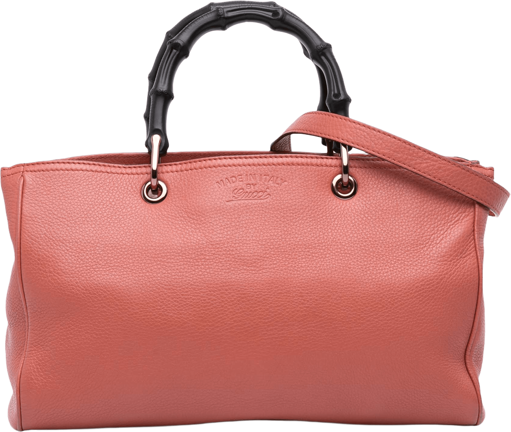 Gucci Medium Calfskin Bamboo Shopper Satchel, från Luxclusif, i färgen salmon.