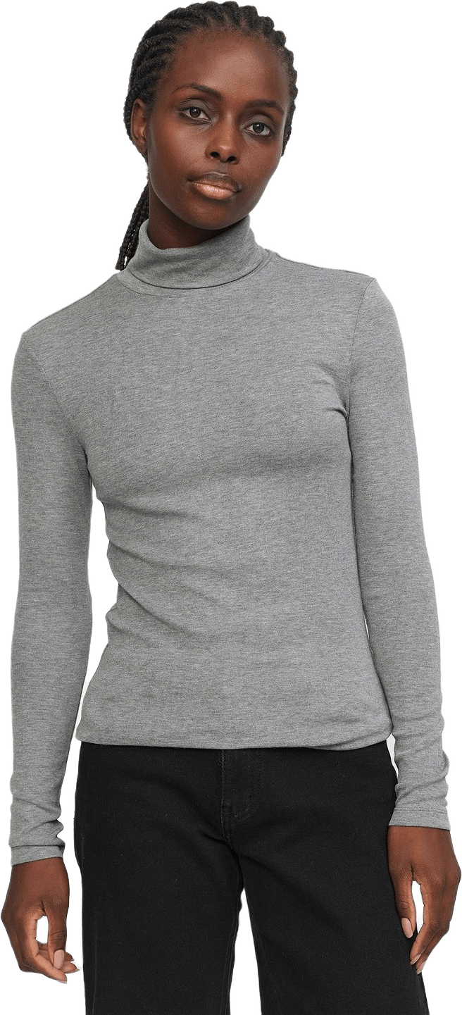 Srroman Roll Neck - Medium Grey Melange, från Soft Rebels, i färgen medium grey melange.