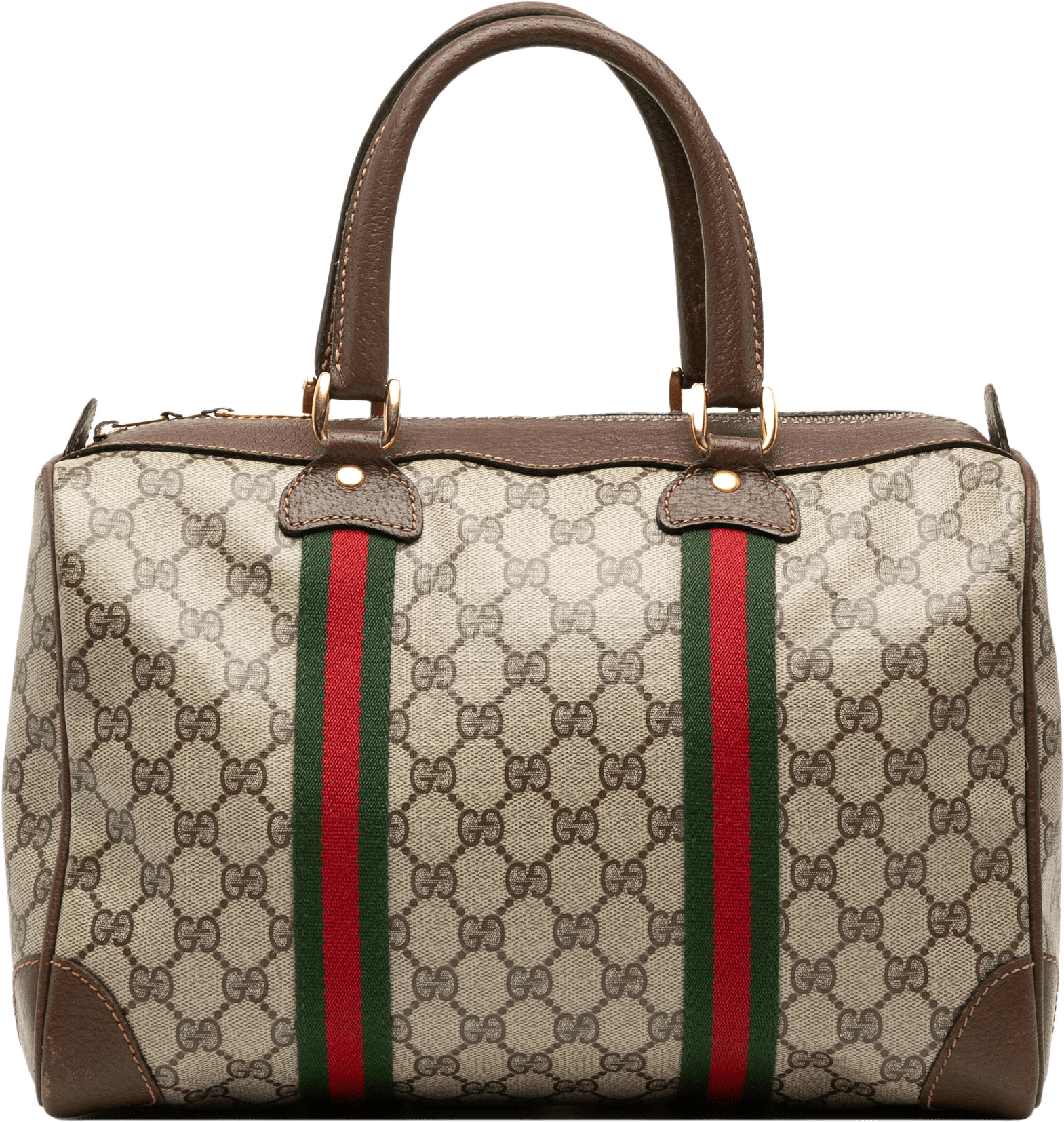 Gucci Gg Supreme Web Boston Bag, från Luxclusif, i färgen beige.