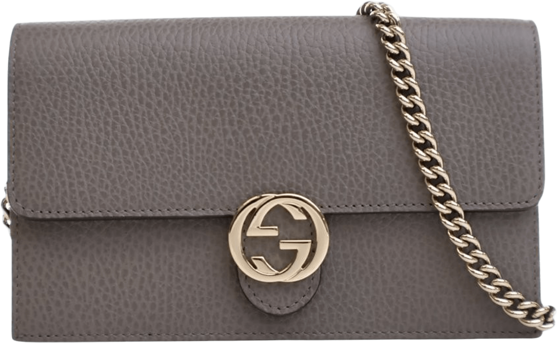 Gucci Leather Interlocking G Dollar Wallet On Chain, från Luxclusif, i färgen gray.
