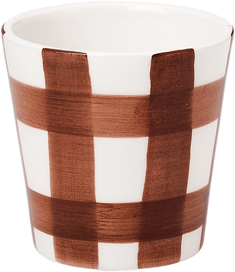Iris Check Kopp - 8x8 Cm, från Pick A Poppy, i färgen brown rutig.