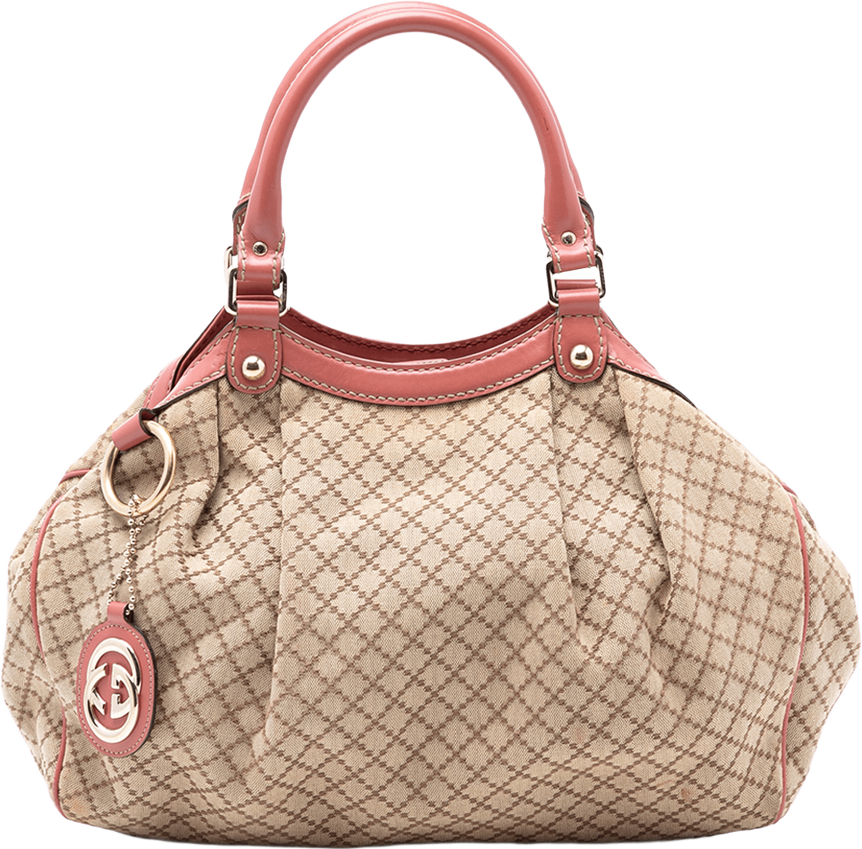 Gucci Medium Diamante Canvas Sukey Tote, från Luxclusif, i färgen beige.