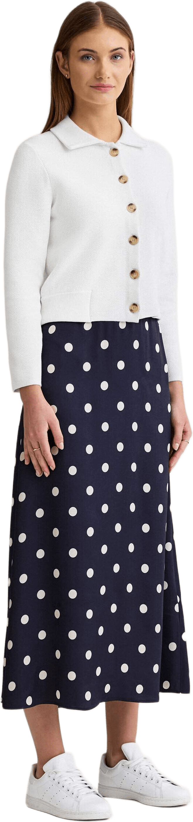 Novalie Dot Slip Skirt, från Newhouse, i färgen marinblå.
