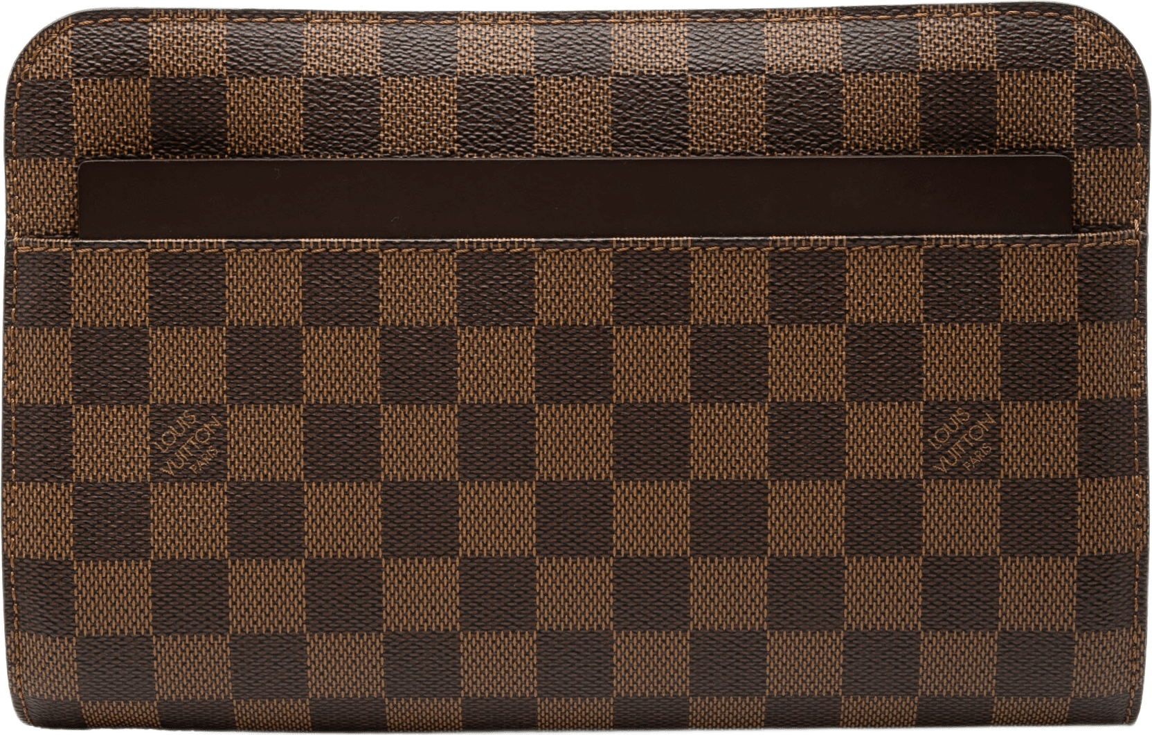 Louis Vuitton Damier Ebene Saint Louis Pochette, från Luxclusif, i färgen brown.