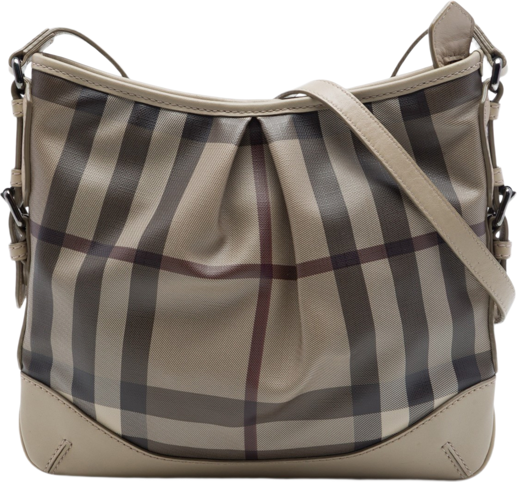 Burberry Smoke Check Coated Canvas Hartham Crossbody, från Luxclusif, i färgen grå.