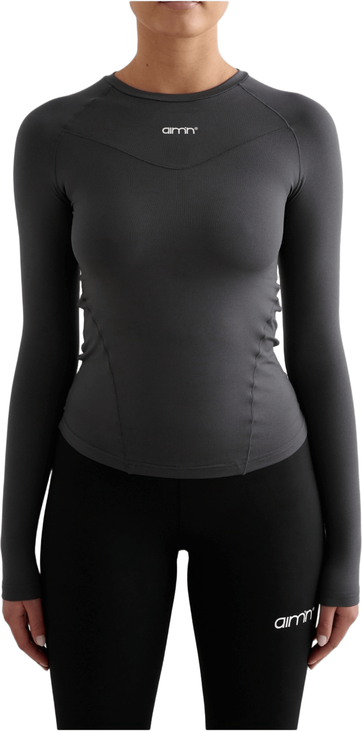 Soft Basic Long Sleeve, från aim'n, i färgen shadow grey.