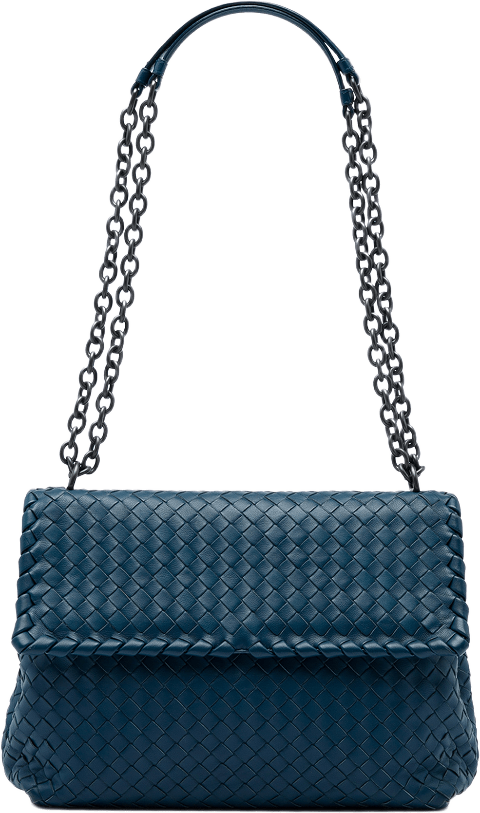 Bottega Veneta Medium Nappa Intrecciato Olimpia Shoulder Bag, från Luxclusif, i färgen blå.