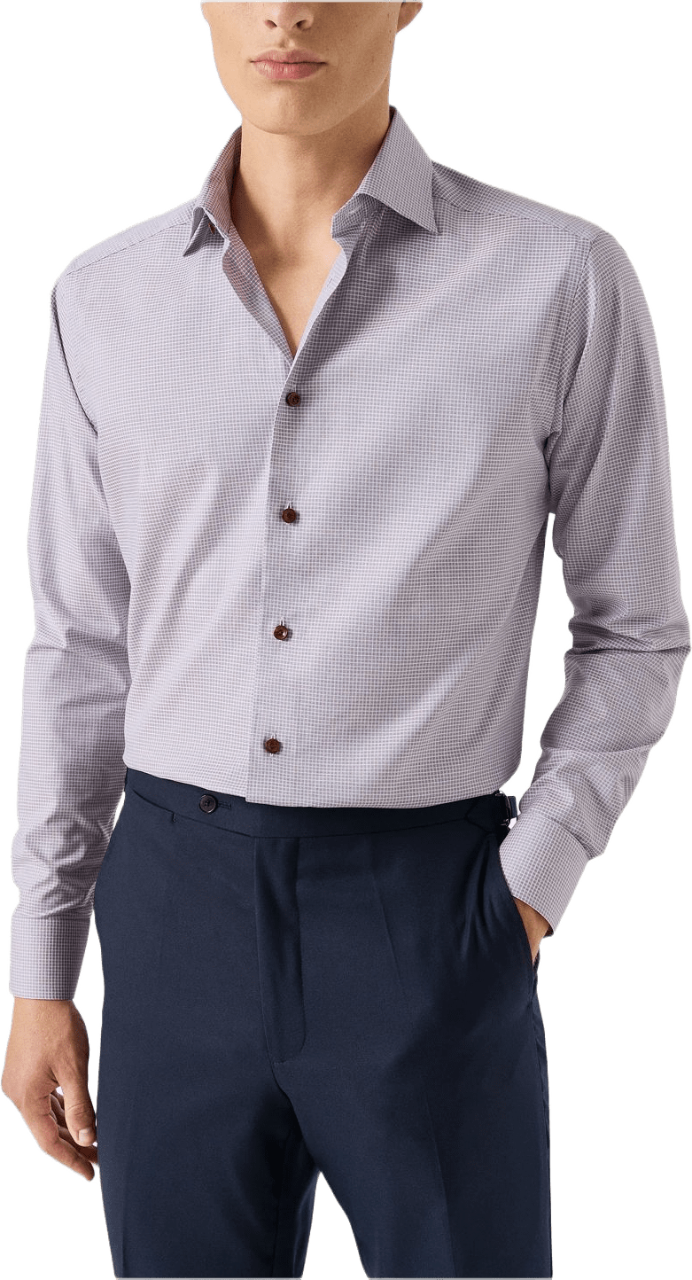 Rutig Fine Twill-skjorta Slim Fit, från Eton, i färgen red.