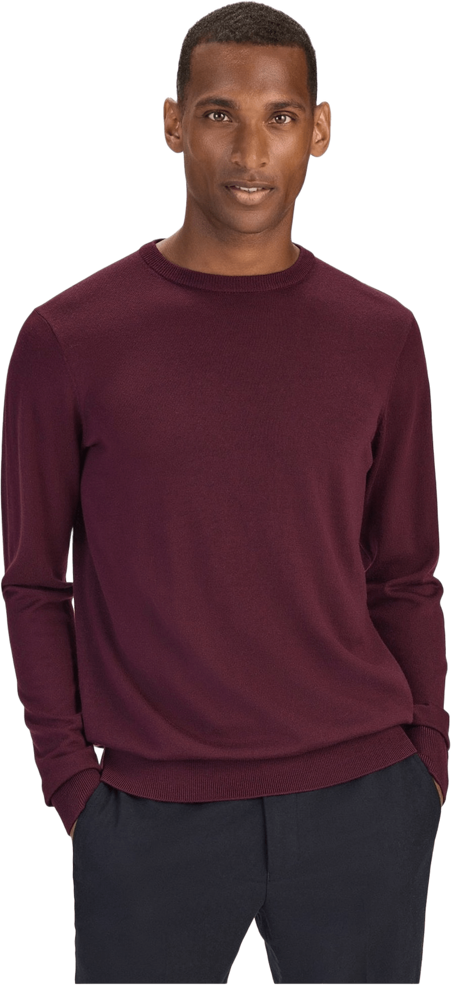 Merino Crew Neck Sweater (noa), från John Henric, i färgen burgundy.