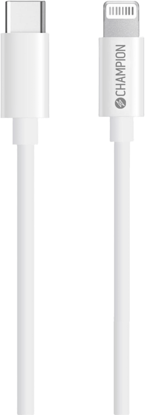 Usb-c Till Lightning Kabel 2m, från Champion Nordic, i färgen vit.