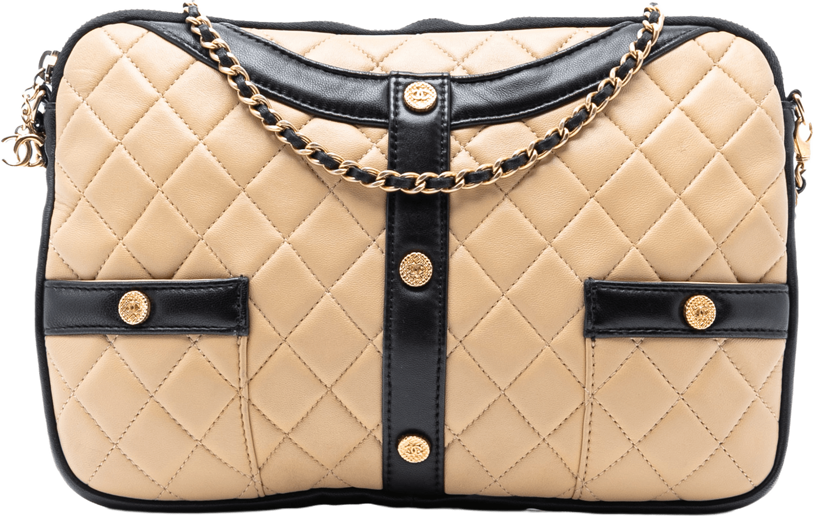 Chanel Small Quilted Lambskin Girl Clutch On Chain, från Luxclusif, i färgen beige.