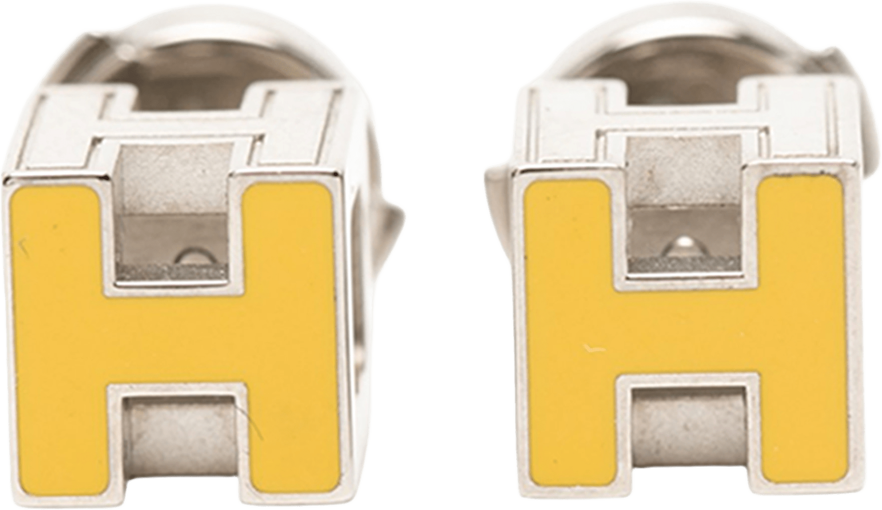 Hermès Palladium Plated Cage D H Earrings, från Luxclusif, i färgen silver.