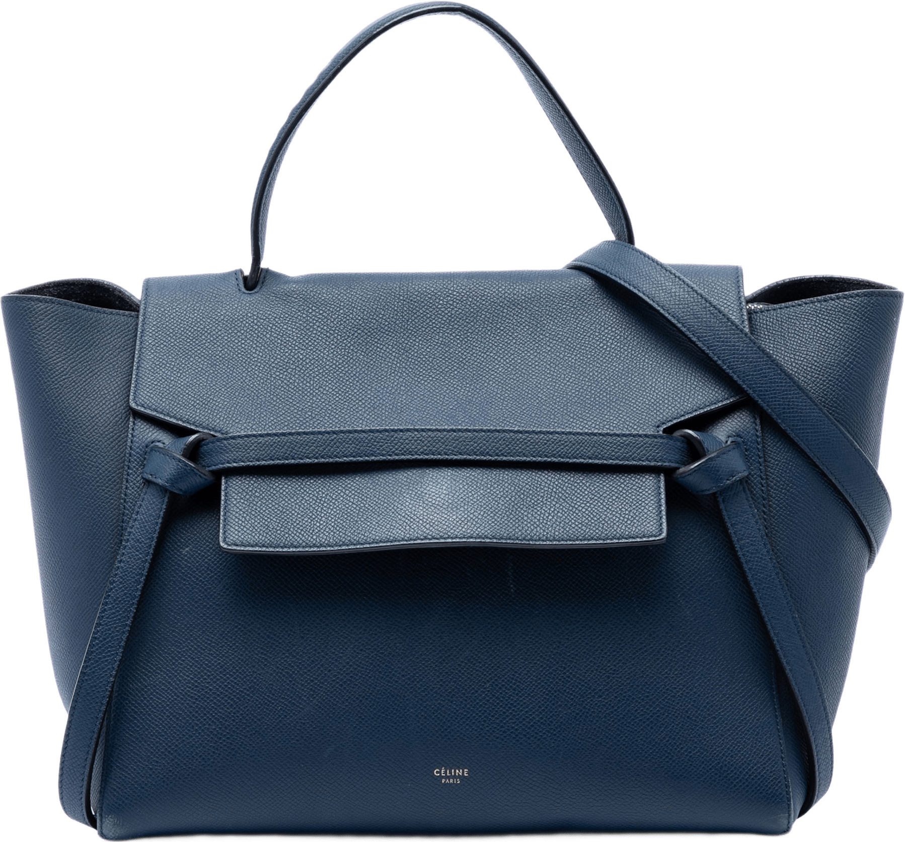 Celine Mini Grained Calfskin Belt Bag, från Luxclusif, i färgen blå.