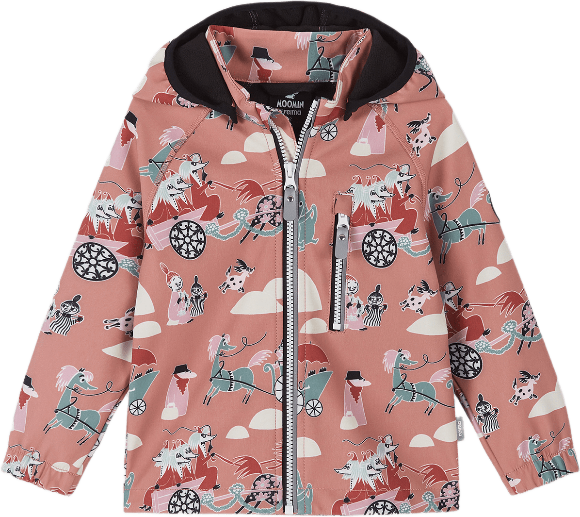 Softshell-jacka Moomin Vantti, från Reima, i färgen rose blush.