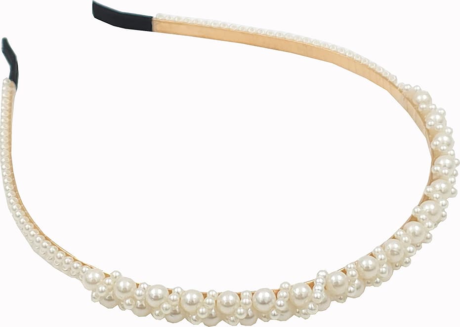 Diadem Med Pärlor, från Complement, i färgen white.