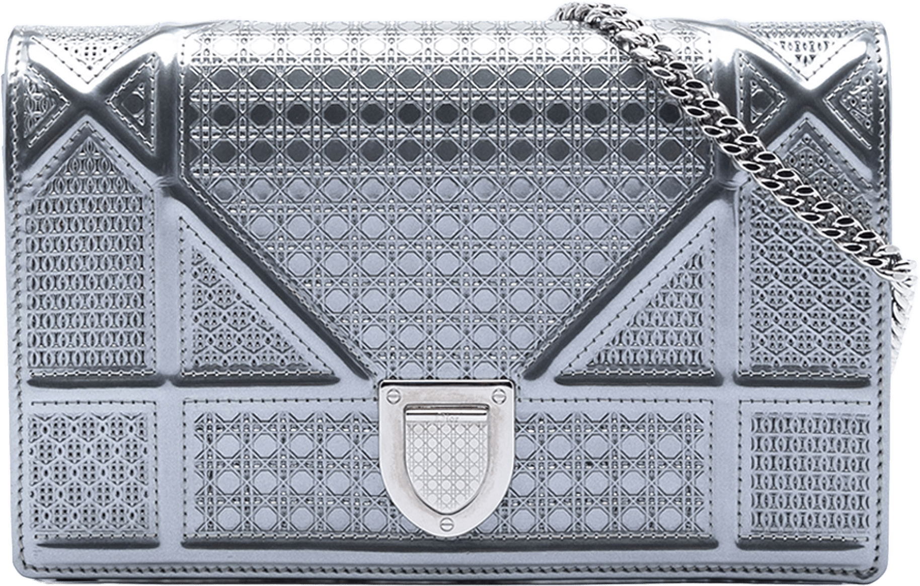 Dior Baby Patent Microcannage Diorama Crossbody, från Luxclusif, i färgen silver.