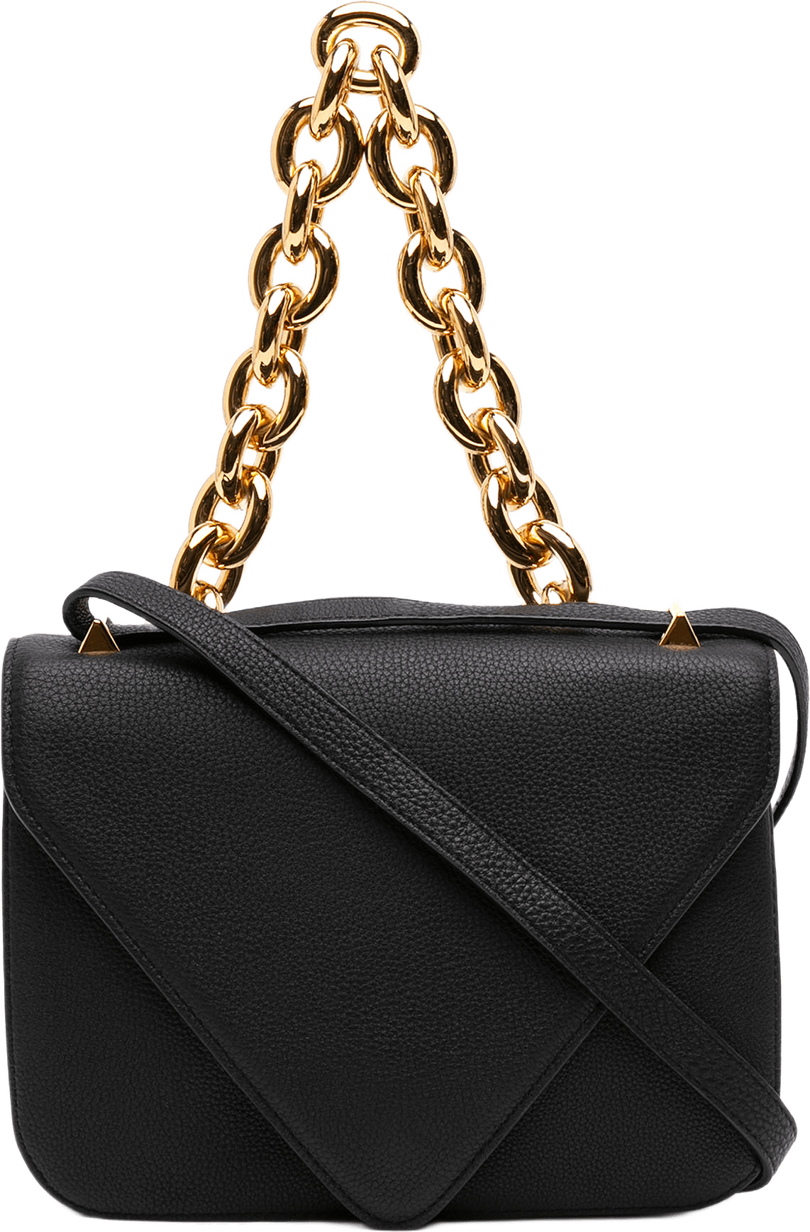 Bottega Veneta Small Leather Mount Envelope Chain Bag, från Luxclusif, i färgen svart.