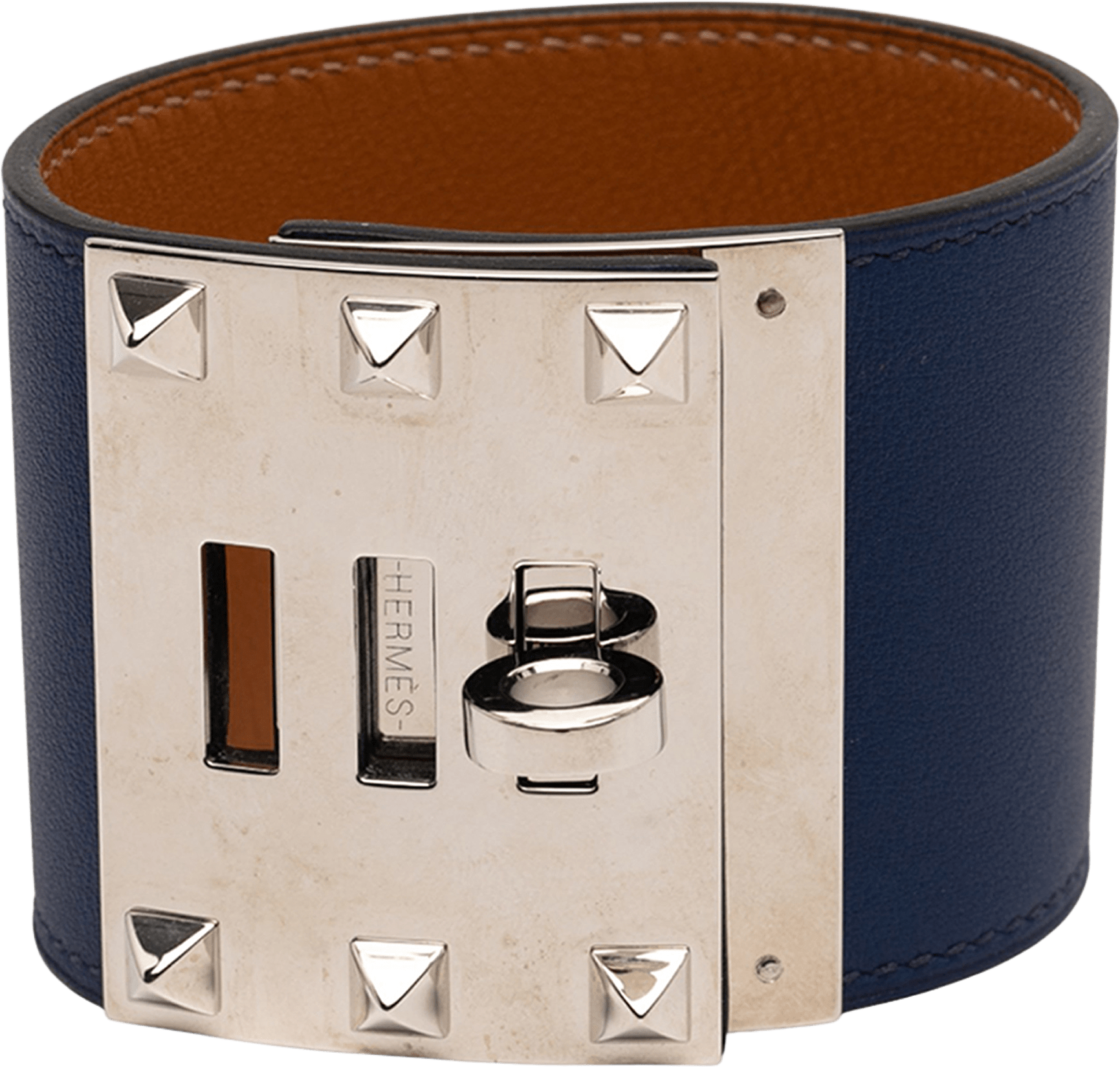 Hermès Swift And Palladium Plated Kelly Extreme Dog Bracelet, från Luxclusif, i färgen navy.