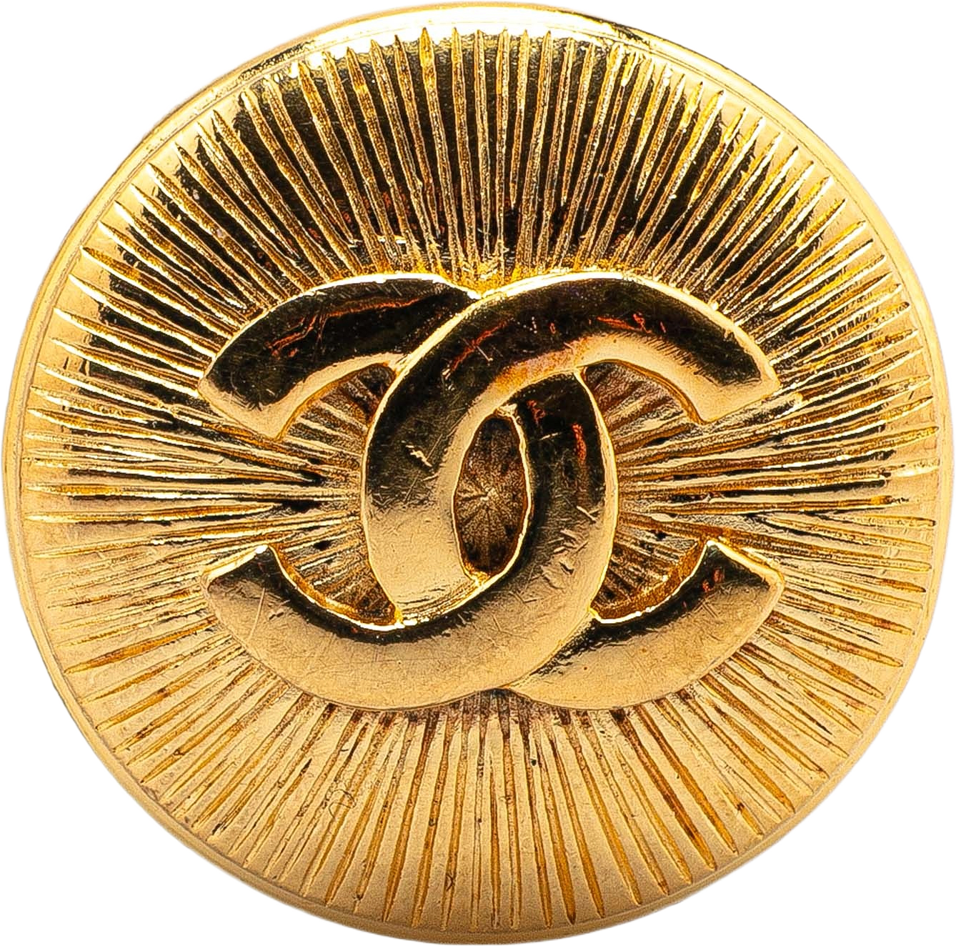 Chanel Gold Plated Cc Round Brooch
