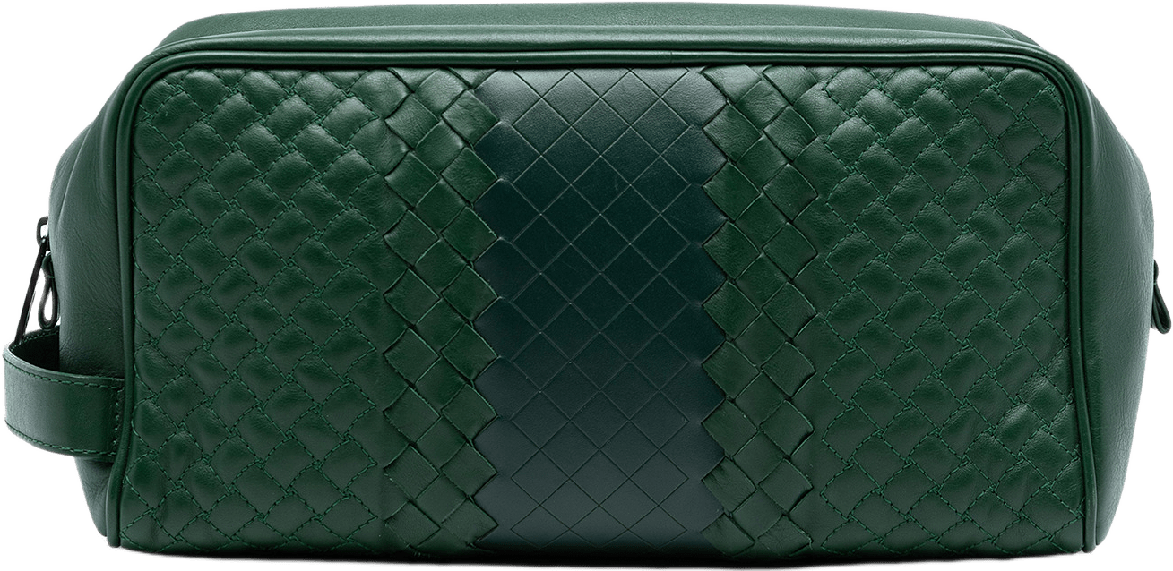 Bottega Veneta Bicolor Nappa Intrecciato Pouch, från Luxclusif, i färgen green.