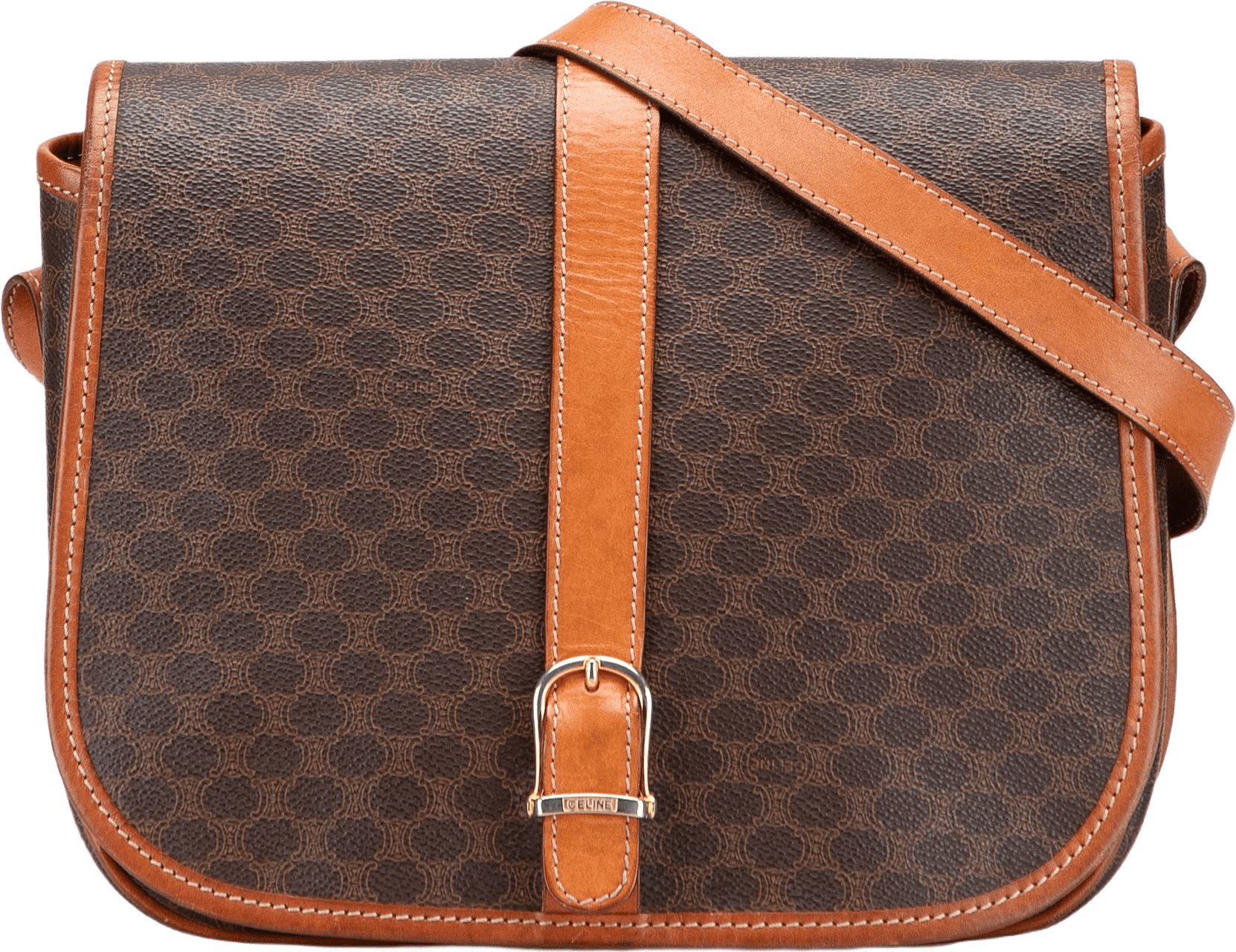 Celine Macadam Coated Canvas Crossbody, från Luxclusif, i färgen light brown.